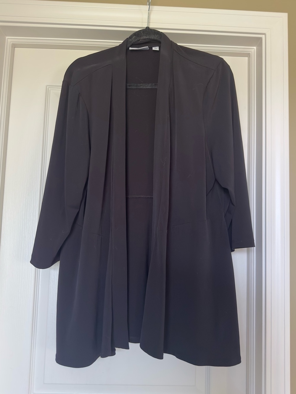 Susan Graver Black Open-Front Longline Blazer